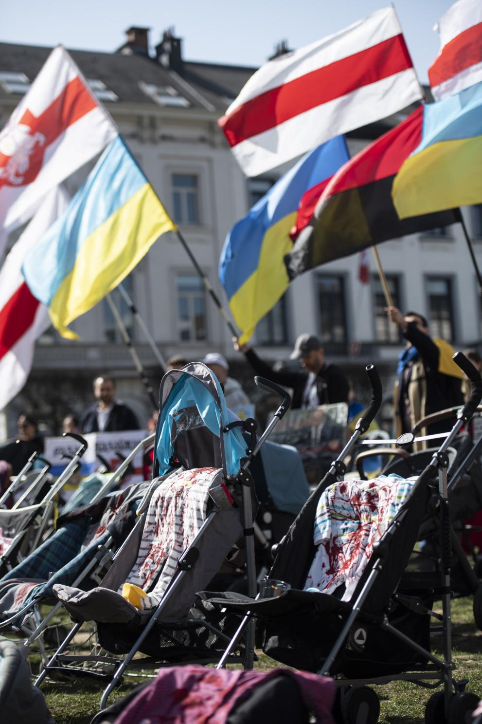 Demonstration in Brussels in honour of the children victims of the war in Ukraine	