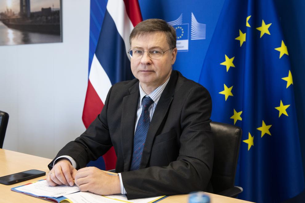 Videoconference between Valdis Dombrovskis, Executive Vice-President of the European Commission, and Jurin Laksanawisit, Thai Deputy Prime Minister and Minister for Commerce