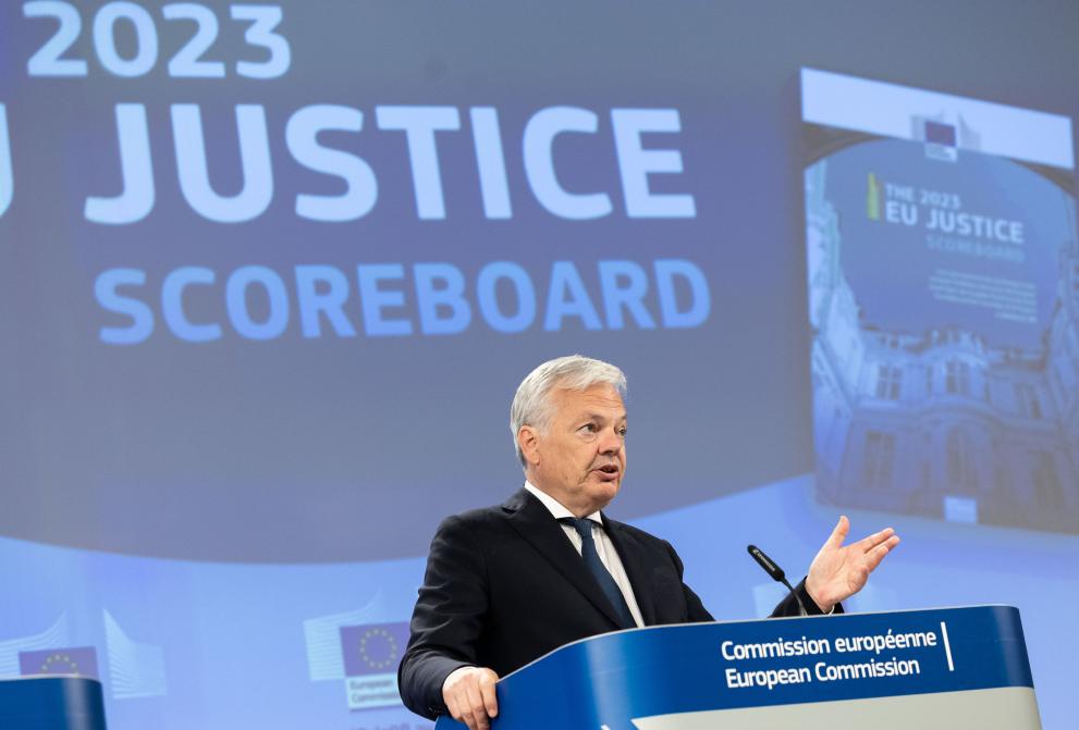 Press conference by Didier Reynders, European Commissioner, on the 2023 EU justice Scoreboard