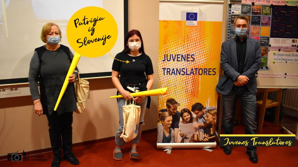 Tekmovanje Juvenes Transaltores - trenutna slovenska zmagovalka Patrizia Pahor z Dvojezične srednje šole Lendava.
