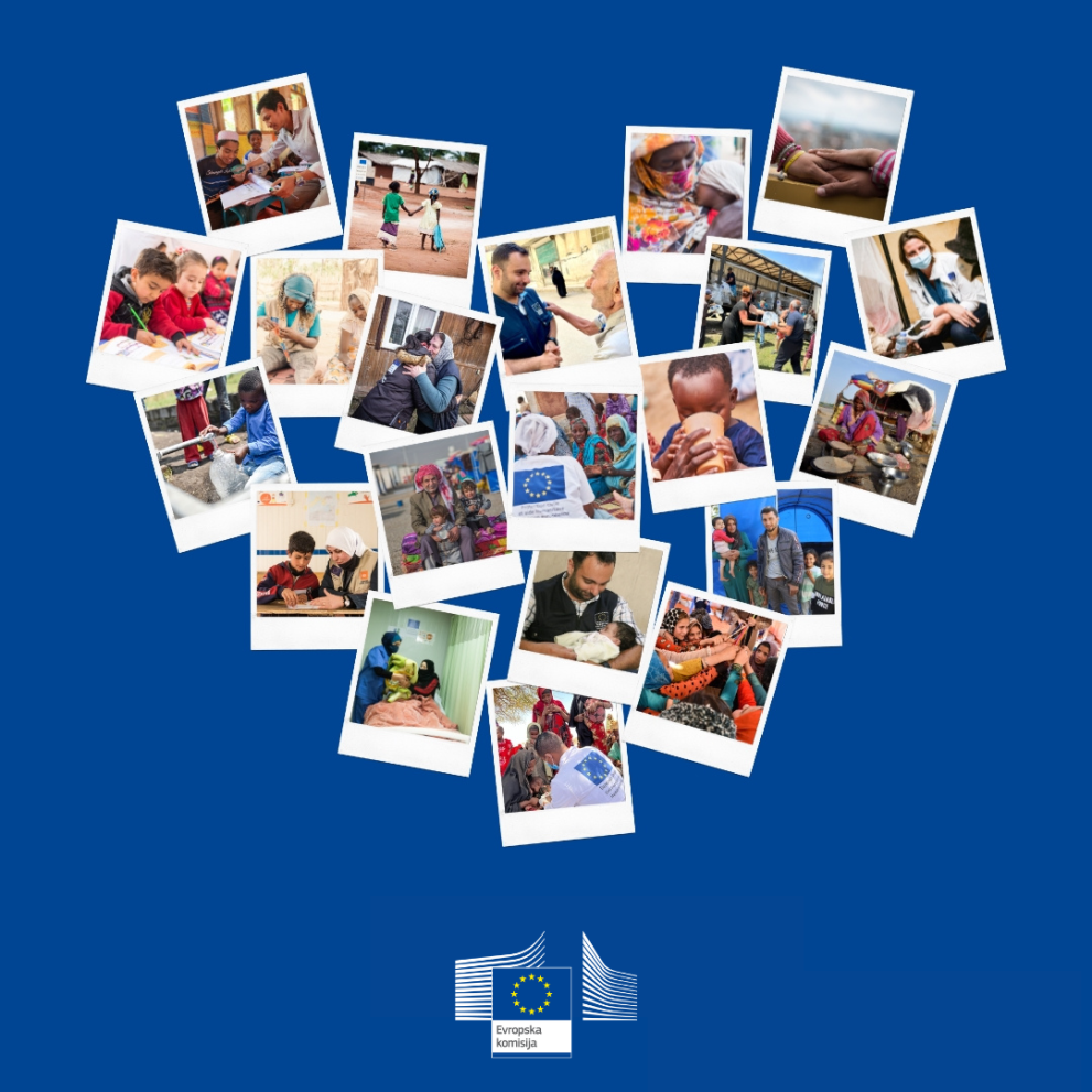 Svetovni dan beguncev (Foto: grafika s fotografijami beguncev širom sveta, ki so zložene v obliki srca)