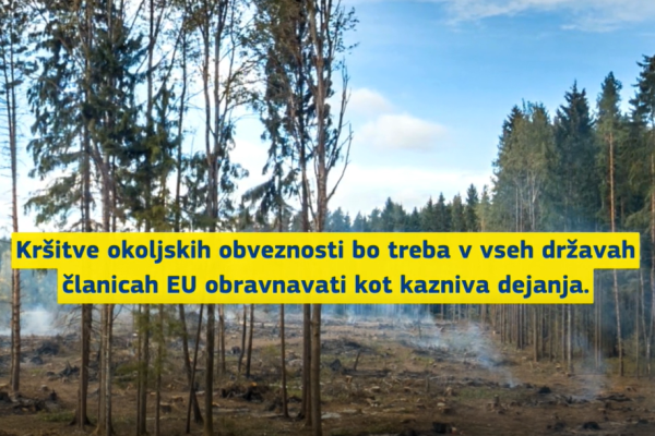 Danes je bil dosežen začasni dogovor med Evropskim parlamentom in Svetom EU o kazenskopravnem varstvu okolja. Kot je Komisija predlagala decembra 2021, bo nova direktiva izboljšala učinkovitost preprečevanja, odkrivanja in preiskovanja kaznivih dejanj ter pomagala doseči cilje evropskega zelenega dogovora z bojem proti najhujšim kaznivim dejanjem zoper okolje, ki imajo lahko uničujoče posledice za okolje in zdravje ljudi.